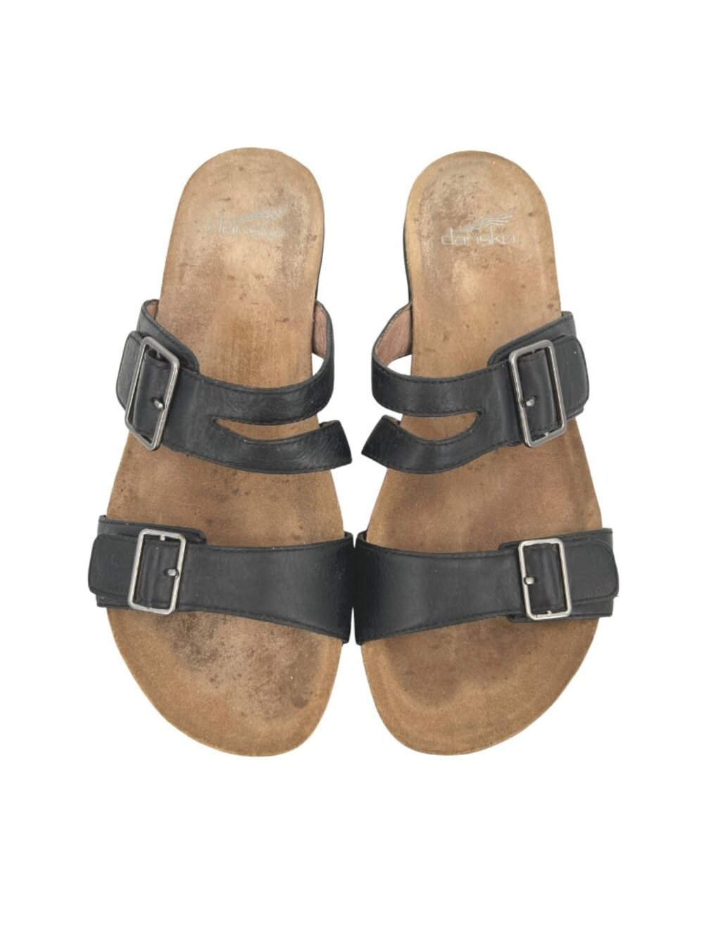 Dansko Rosie Black Leather Slide Sandals Size EU 40 US 9.5-10 Adjustable Straps